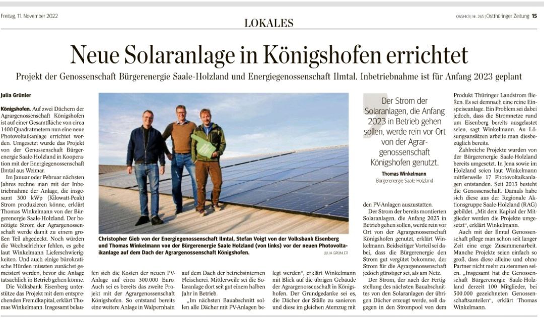 Neue Solaranlage errichtet